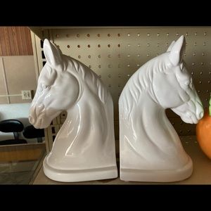 Two Ceramic Horse Head Book Ends